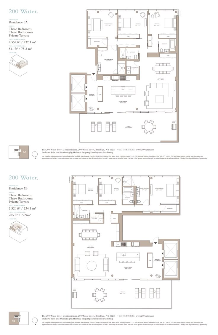 the floor plan for an apartment with two separate rooms and one living room in each