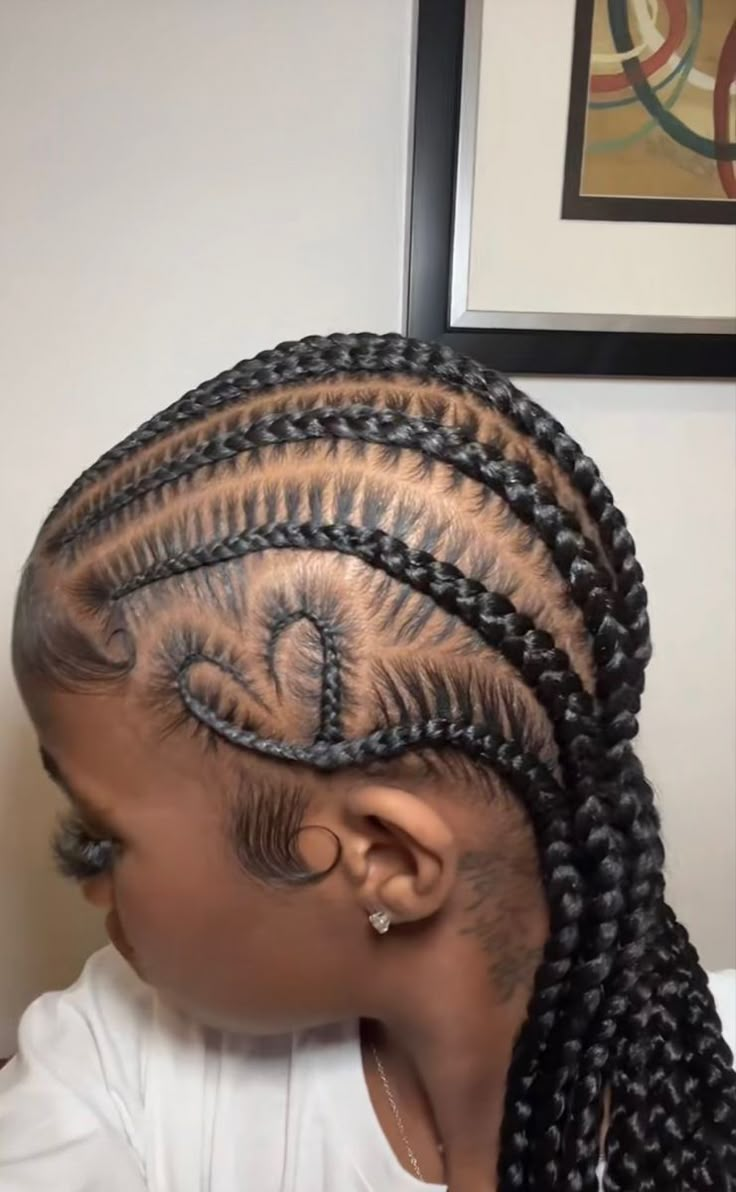 Braids With Love Heart, 10 Stitch Braids With Design, Feed In Braids With Designs, Protected Hairstyles, Heart Cornrows, Hairstyles Ideas For Long Hair, Braided Heart, 20th Bday, For Long Hair Hairstyles