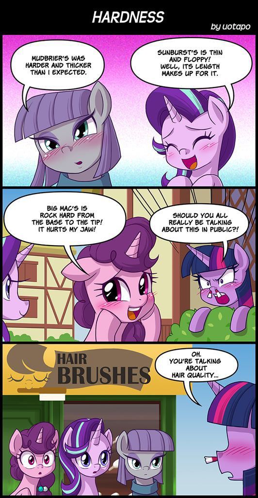 the comic strip shows how many different ponys are talking to each other