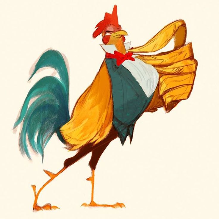 a drawing of a rooster wearing a red bow tie