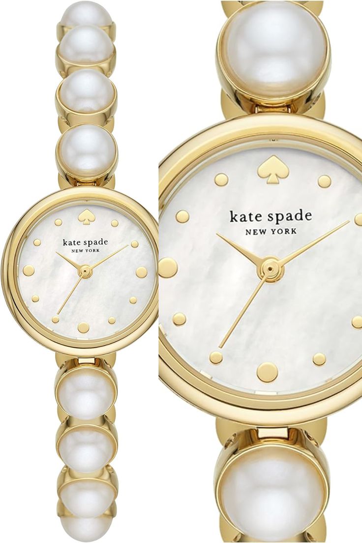 Kate Spade New York Monroe Jewelry-Inspired Women's Watch with Stainless Steel Bracelet Amazon Affiliate Women's Watch, Luxury Store, Street Style Looks, Wrist Watches, Gold Pearl, Seasonal Fashion, Pharmacy Gifts, Steel Bracelet, Stylish Accessories