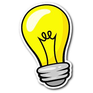 a yellow light bulb sticker on a white background