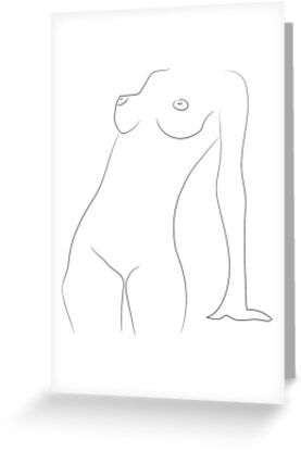 a line drawing of a woman's body on a white background by corbi