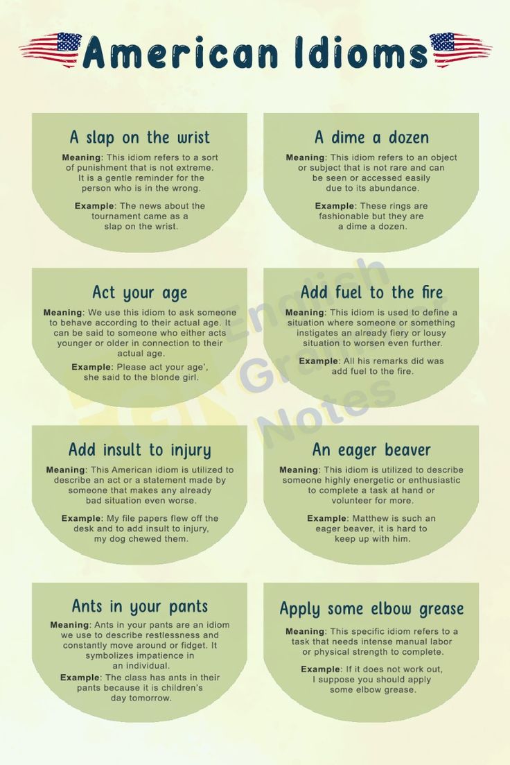 an american idioms poster with instructions