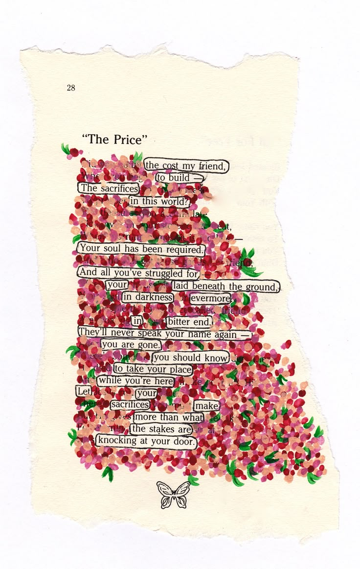 a piece of paper with flowers on it and the words, the price written in different languages