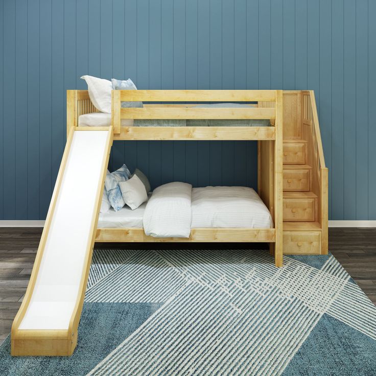 CELEBRATE NS : Play Bunk Beds Full Medium Bunk Bed with Stairs + Slide