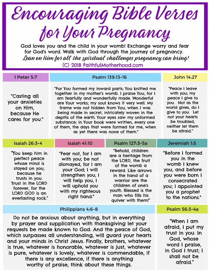 the bible verse for your pregnant baby is shown in purple and blue, with an image of