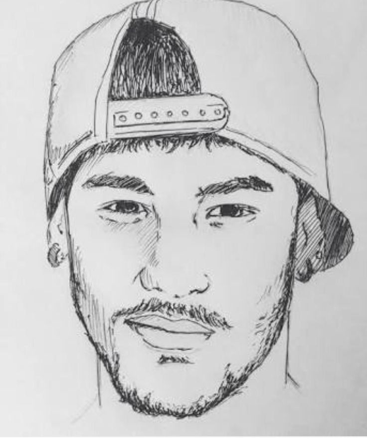 a drawing of a man wearing a hat