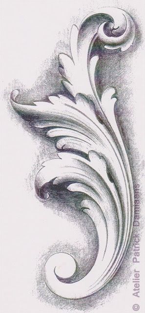 a drawing of an ornate design in black and white