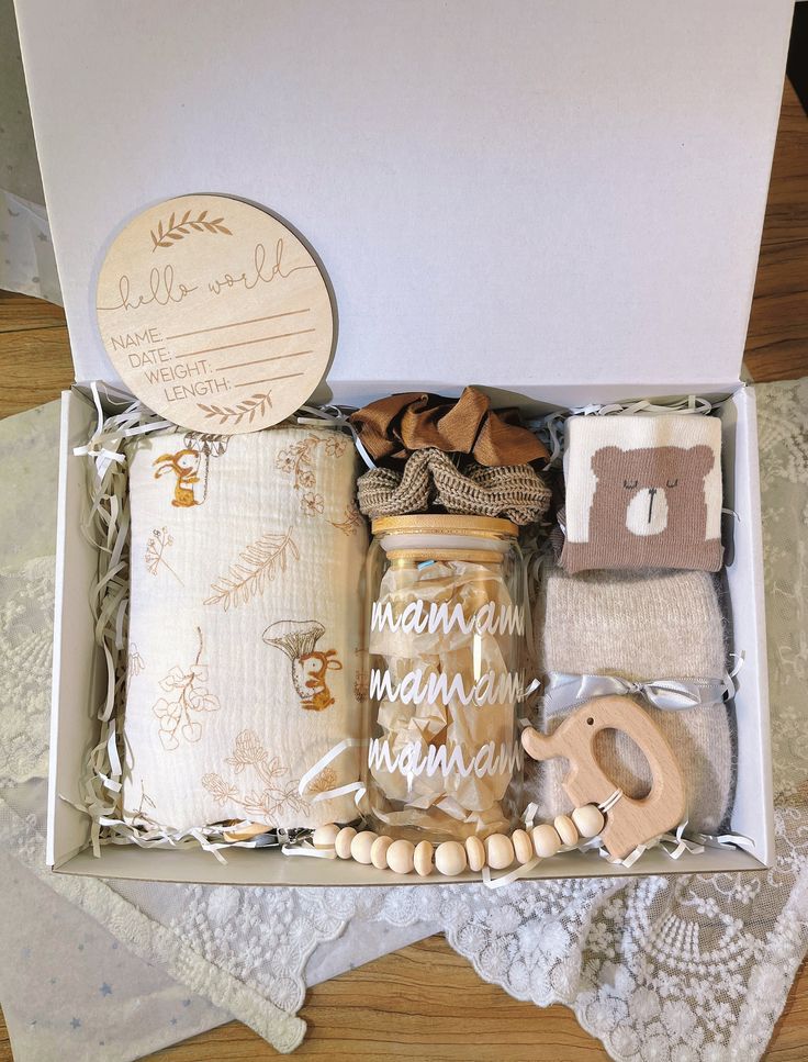 the baby gift box is packed with its contents