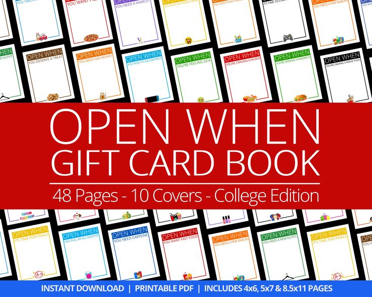 open when gift card book for students with colorful images and text on the front cover