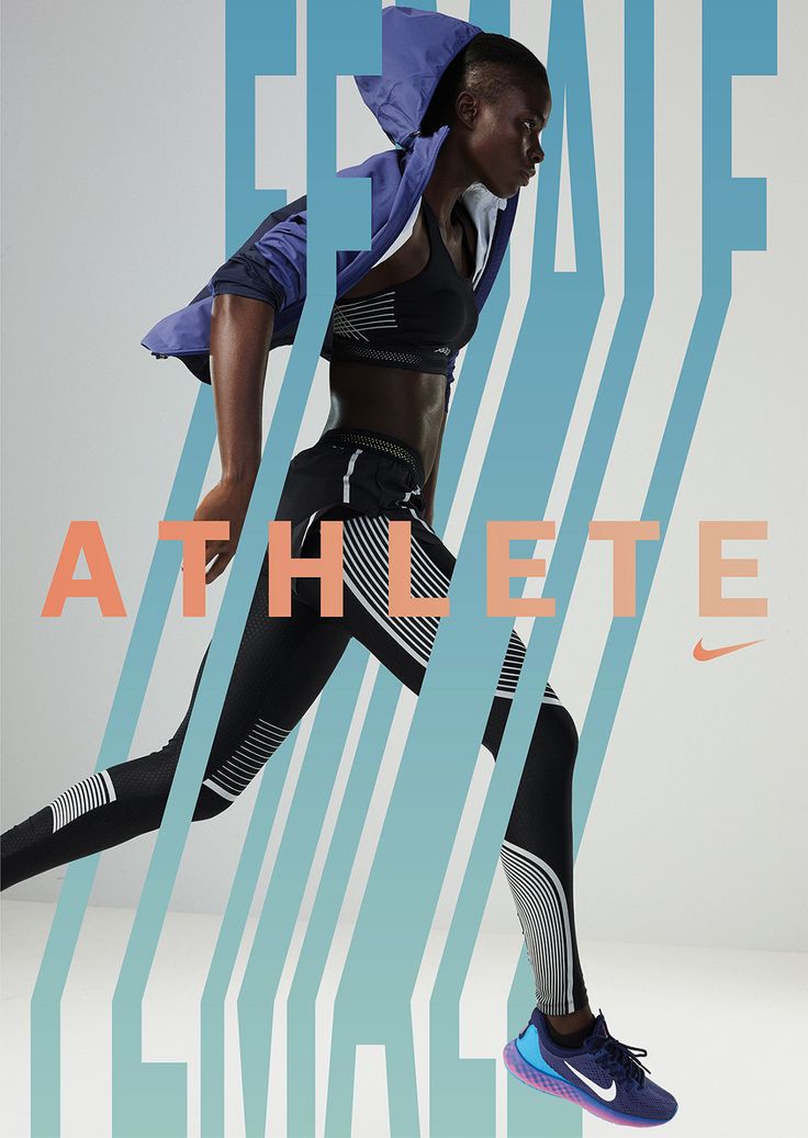 a woman in black and white running on a blue background with the words, create athletic