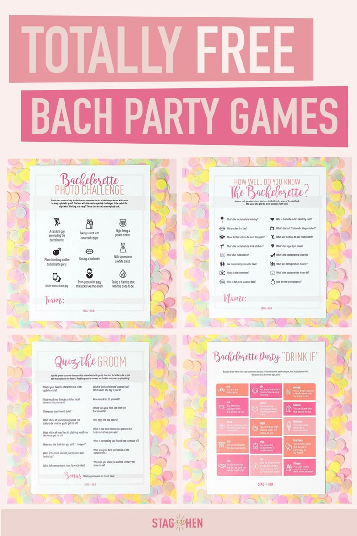 a pink and yellow poster with the words totally free beach party games