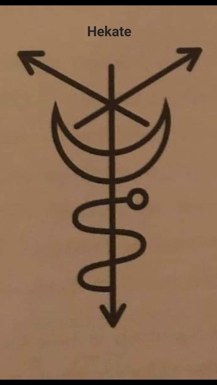 the symbol for hekate is drawn in black ink on a piece of paper