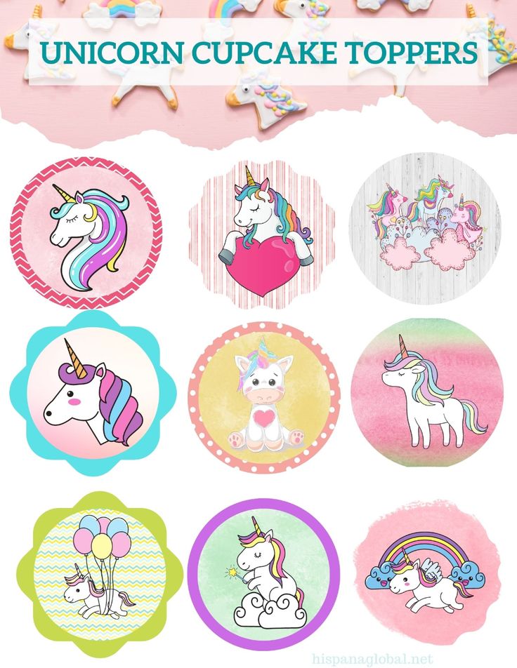 the unicorn cupcake toppers are on display