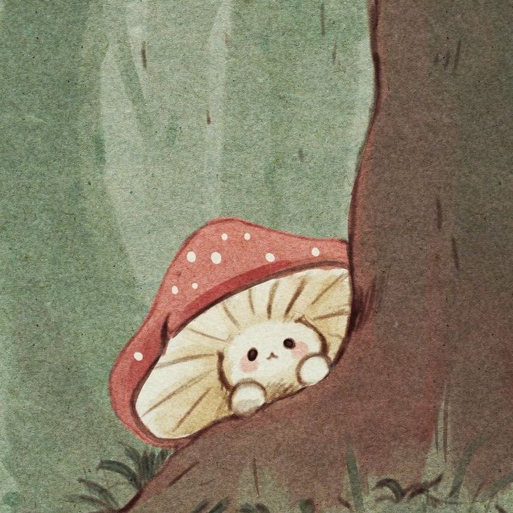 a book cover with an image of a mushroom hiding under a tree