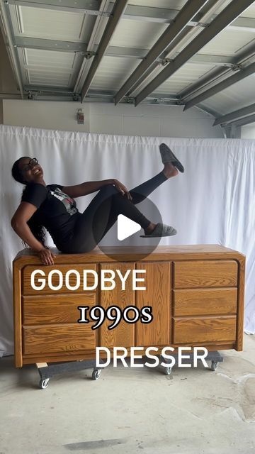 a man laying on top of a dresser in front of a white backdrop with the words goodbye 1950's dresser