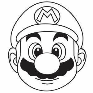 the mario bros face is shown in black and white, with a mustache on it