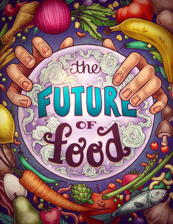 the future of food poster with hands holding a plate