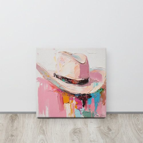 a painting on the wall with a cowboy hat