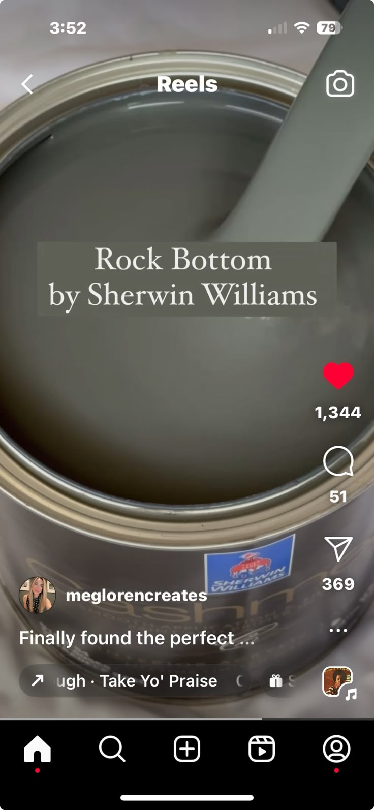 a close up of a paint can with the words rock bottom by shewin williams on it