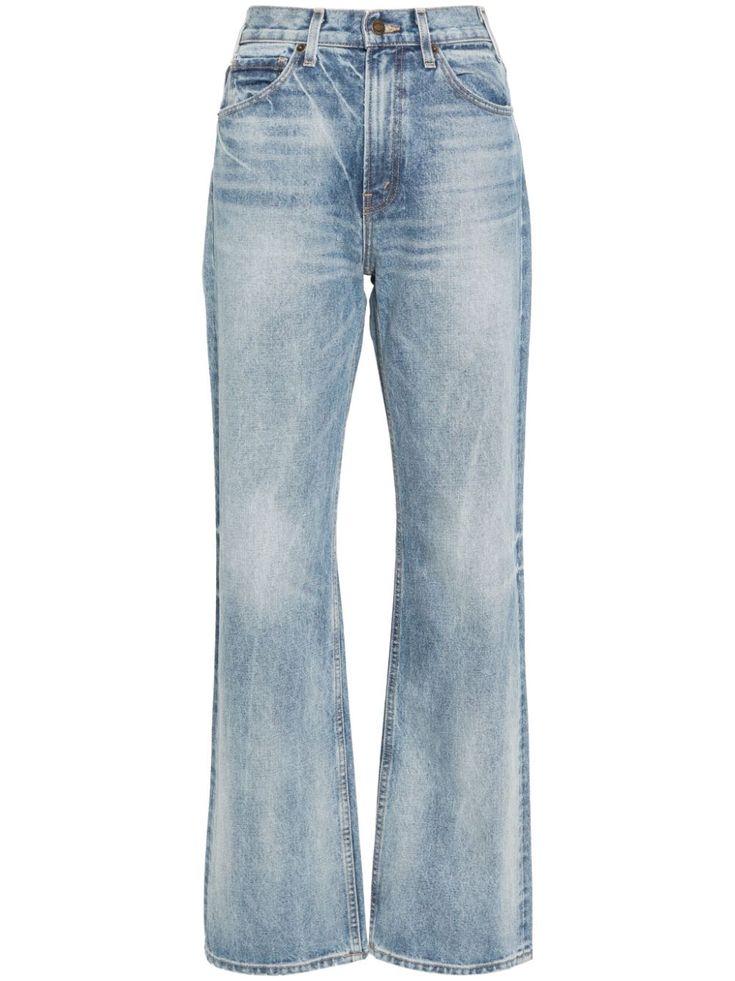 blue denim whiskering effect belt loops classic five pockets straight leg concealed fly and button fastening Denim Day, Nili Lotan, Summer Jeans, High Rise Jeans, Wide Leg Jeans, Straight Jeans, Straight Leg Jeans, Blue Denim, Straight Leg