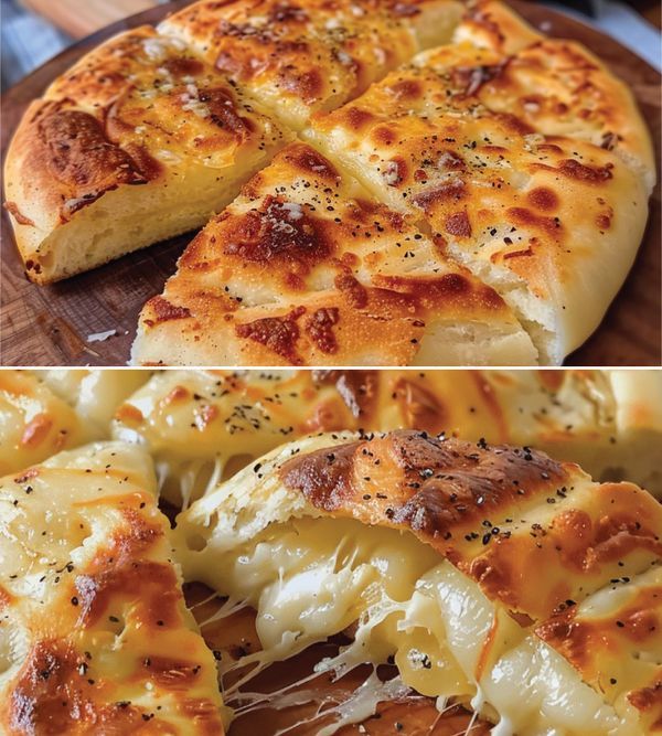 two pictures of different types of pizza with cheese