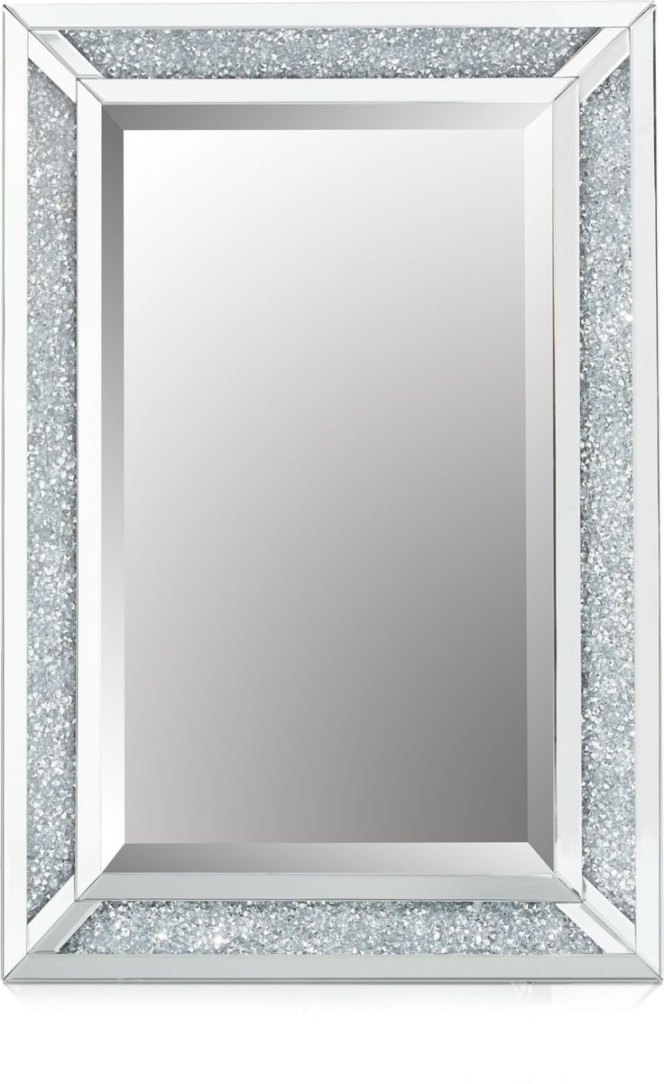 a square mirror with silver glitters on the edges and an empty frame in the middle