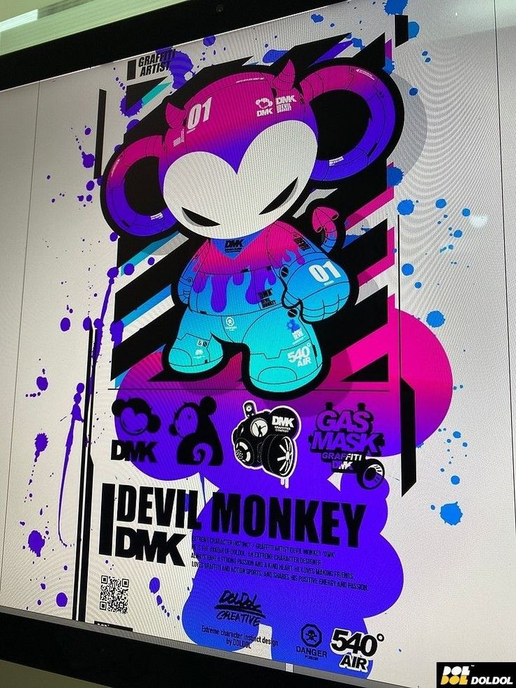 an advertisement on the side of a building for a new york based company called idevi monkey