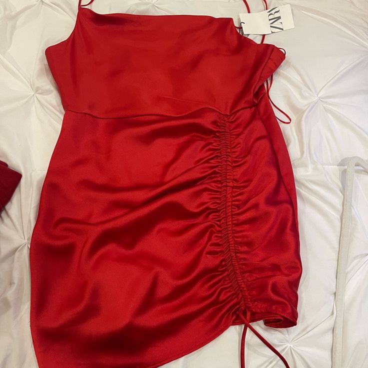 Never Worn Brand New Red Zara Dress! Zara Red Mini Dress For Day Out, Zara Red Mini Dress For Beach, Zara Red Summer Dress, Zara Red Sleeveless Mini Dress, Zara Red Knee-length Dress, Zara Red Dress, Zara Dress, Dresses Red, Zara Dresses