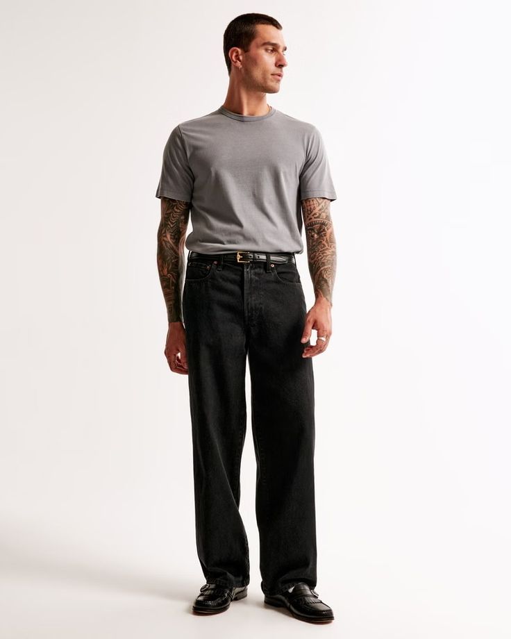 Men's Ultra Baggy Jean | Men's | Abercrombie.com Mens Jeans Baggy, Washed Jeans Outfit Men, Black Washed Jeans Outfit, Male Fits, Baggy Fit Jeans, Baggy Jean, Men's Bottoms, Workers Rights, Fashion Man