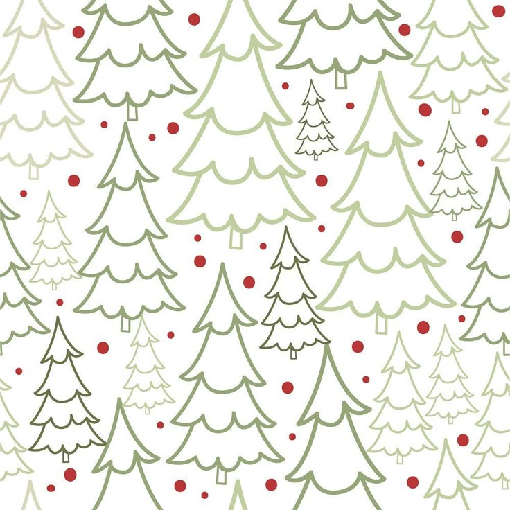 a christmas tree pattern with red berries on the bottom and green trees in the middle