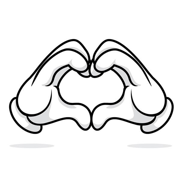 two hands holding each other in the shape of a heart on a black and white background