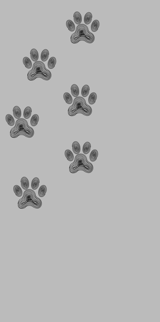 four dog paw prints on a gray background