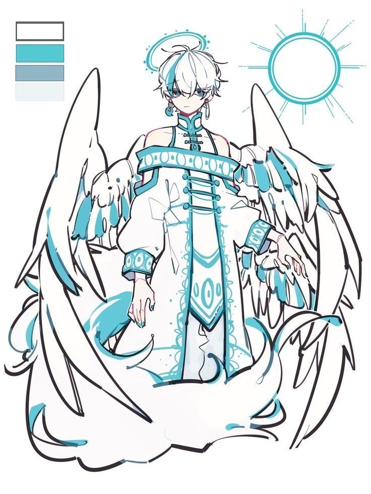 a drawing of an anime character with wings