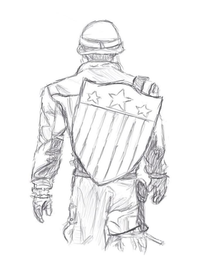 a drawing of a man with a shield and helmet