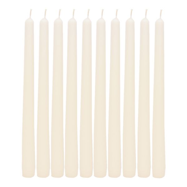 six white candles lined up in a row