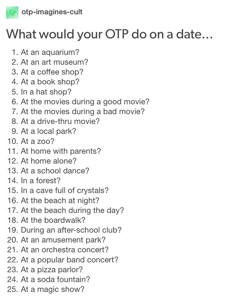 an image of what would your otp do on a date? quiz game answers