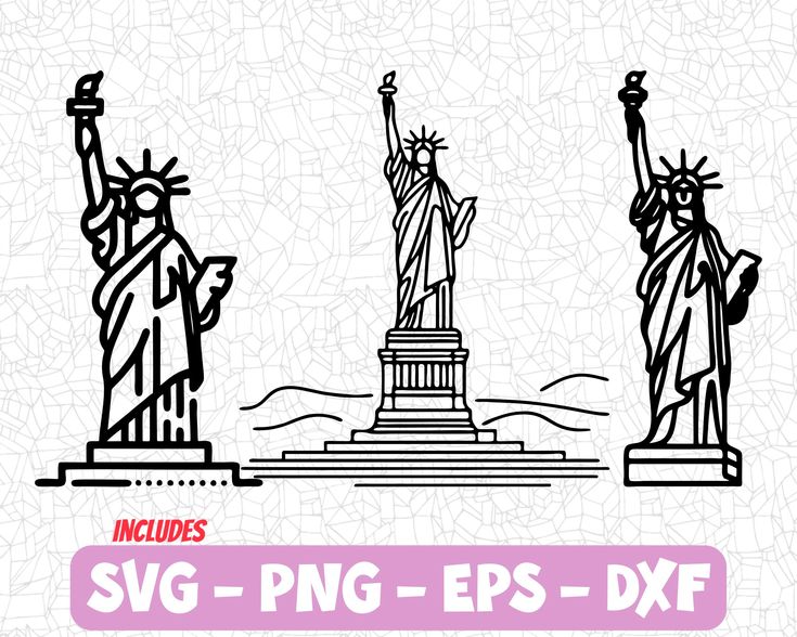 the statue of liberty svg - eps dxf file is shown in black and white