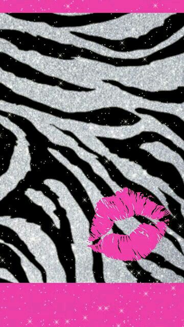 a zebra print with a pink flower on it