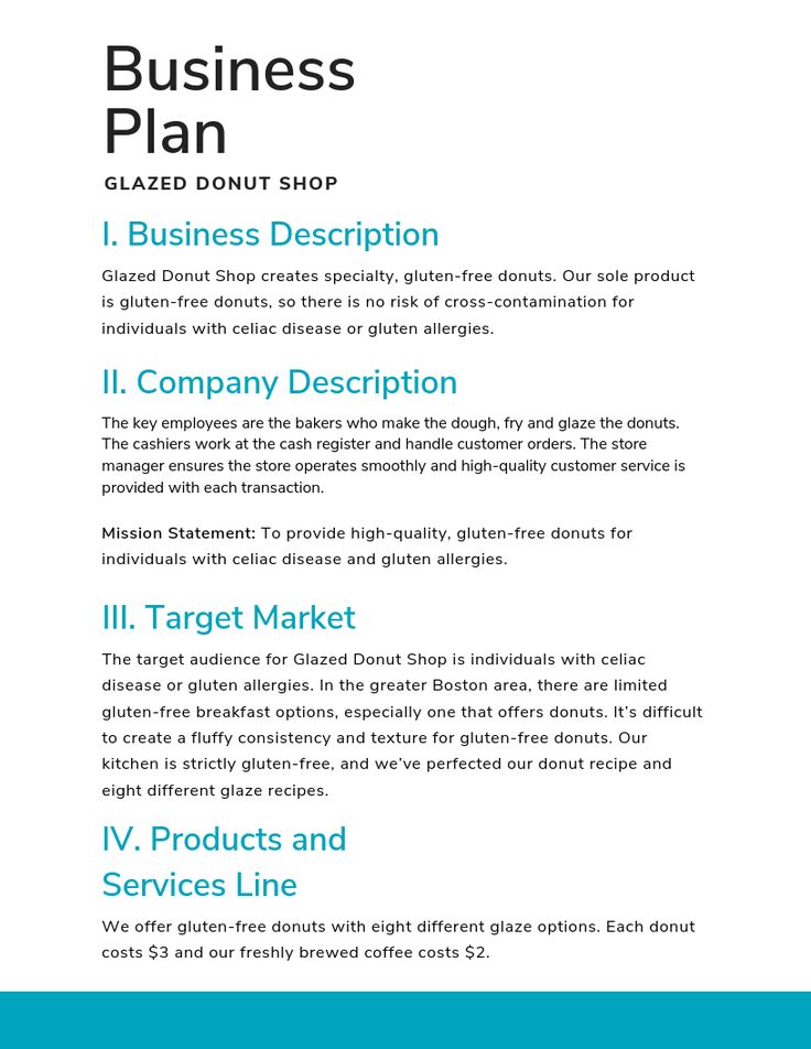 the business plan is shown in blue and white