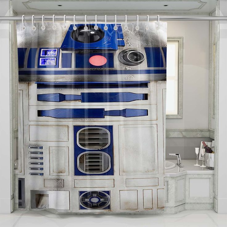 star wars r2d2 robot shower curtains Star Wars Curtains, Vanity Colors, Personalized Shower Curtain, Bath Tubs, Star Wars R2d2, Shower Stall, Shower Curtain Sets, Curtain Hooks, Bathroom Sets