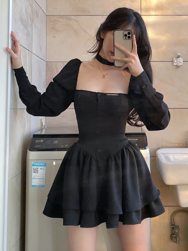 Casual Korean Fashion, Mini Skirt Suit, Y2k Mini Skirt, Chiffon Fashion, Fitted Blouses, Set Women, Black Vintage, Mode Vintage, Skirt Suit