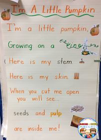 a child's pumpkin poem written on a bulletin board