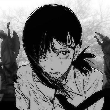 an anime character is staring at something in front of the camera, with other characters behind her