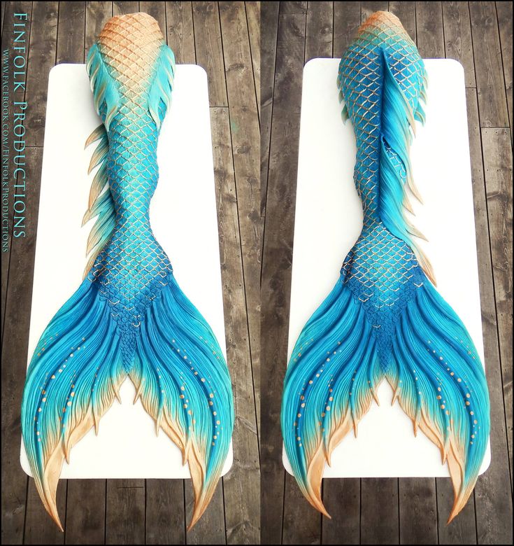 two pictures of a mermaid tail made out of paper