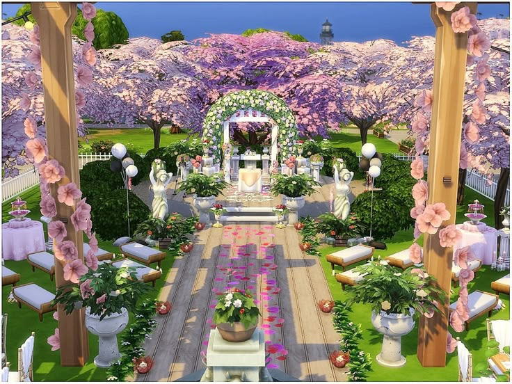 an image of a garden with flowers and trees