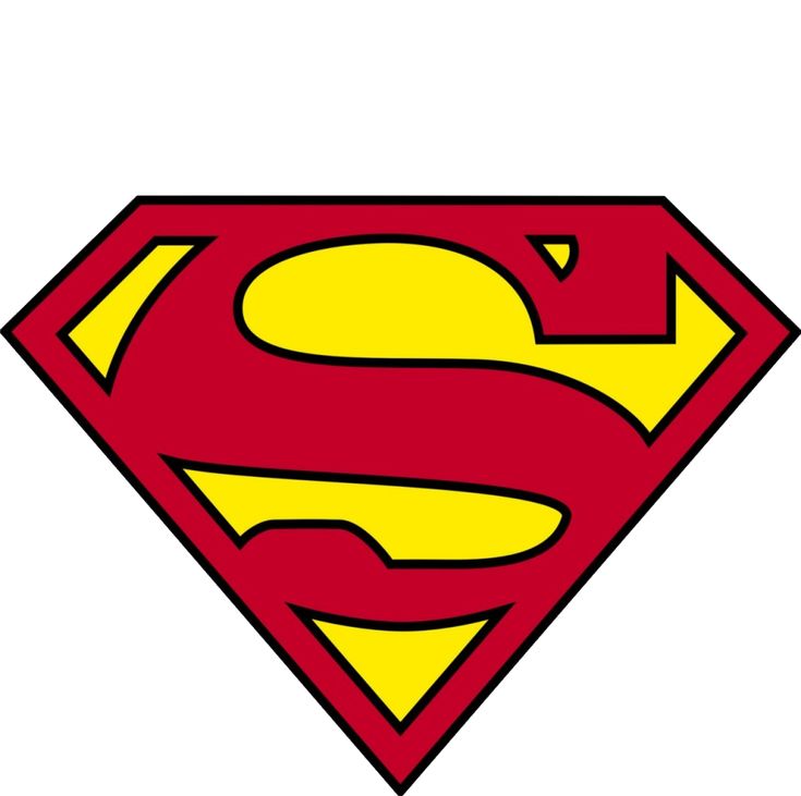 the superman logo is shown in red and yellow