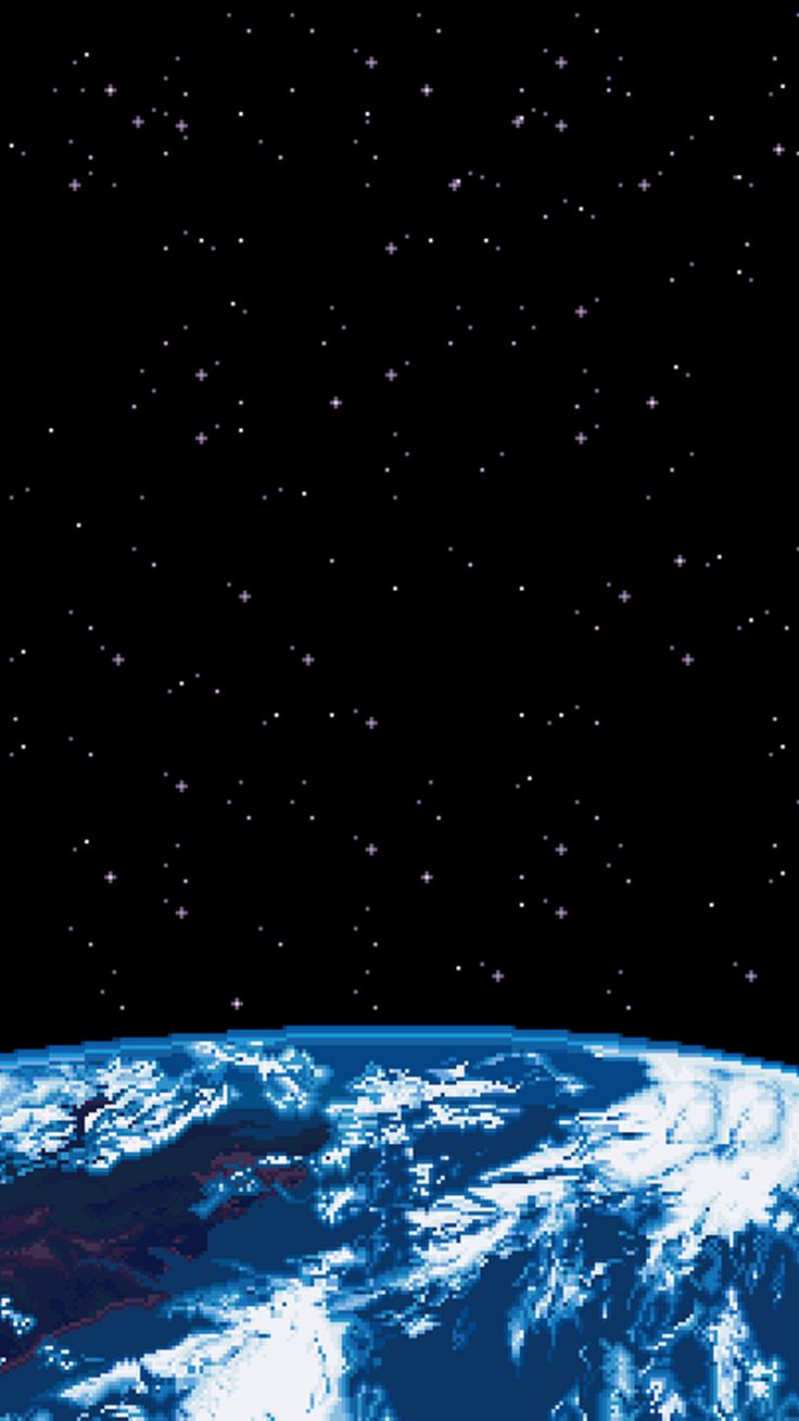 an image of the earth from space with stars in the night sky above it and below