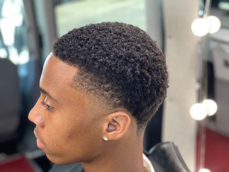 Taper Fade Haircut Mens Black, Nappy Fro With Fade Men, Taper Fade 4c Hair, Taper Fade Short Hair Black, Small Afro Men, Mini Afro Taper Fade Black Men, Short Taper Fade Haircut Black Men, Low Afro Taper, Low Cut Taper Fade